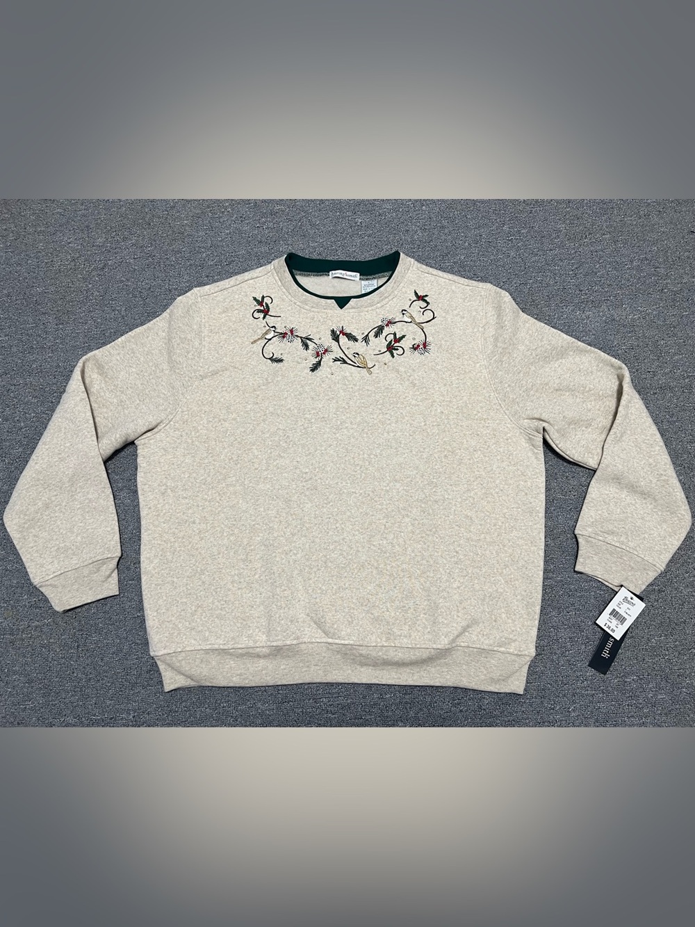 Embroidered Crewneck Beige Sweatshirt women’s L